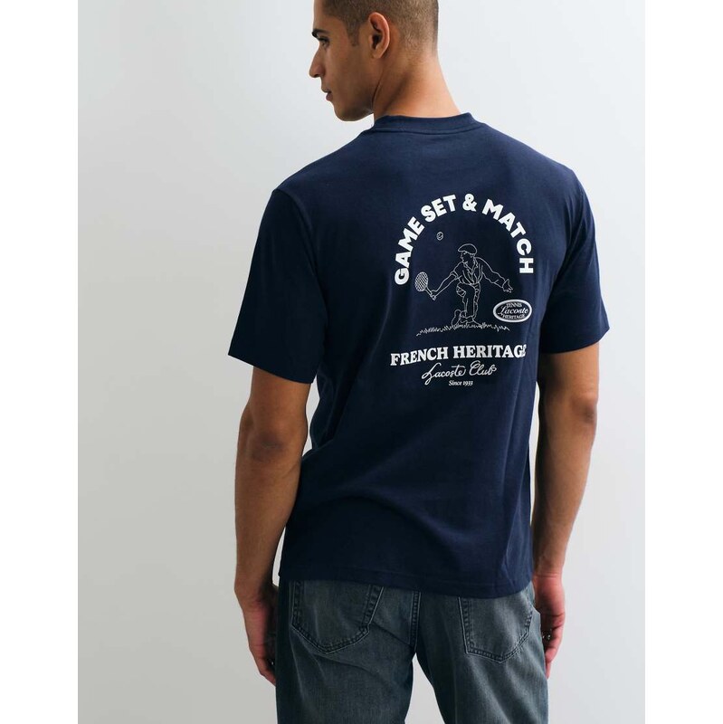 Lacoste tennis heritage badge accent back graphic t-shirt in