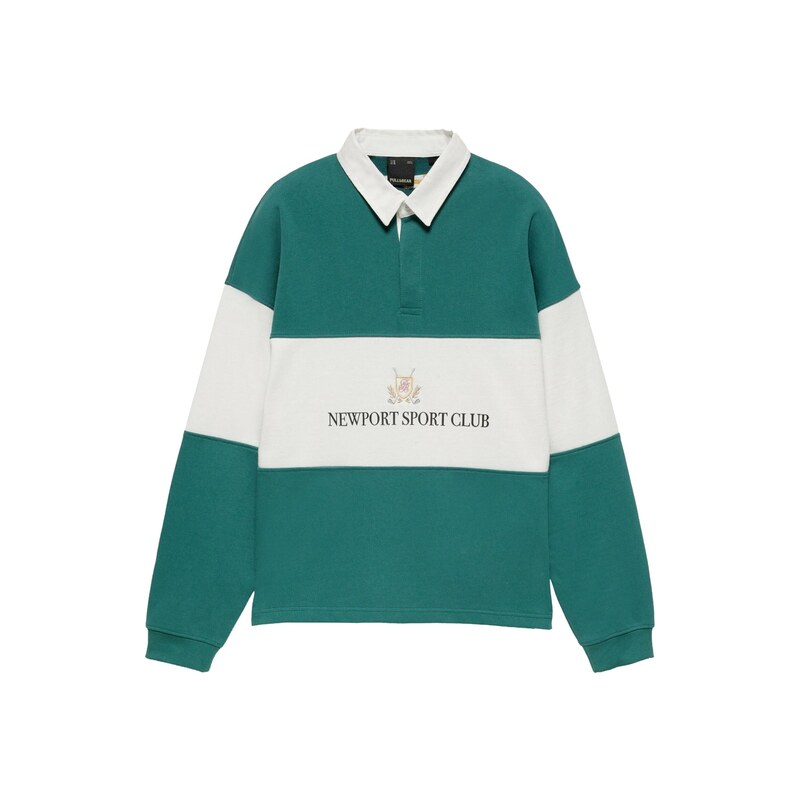Pull&Bear Tričko zelená / bílá