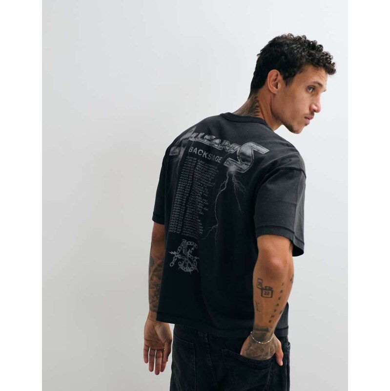 AllSaints Iron Tiger short sleeve graphic logo t-shirt in washed