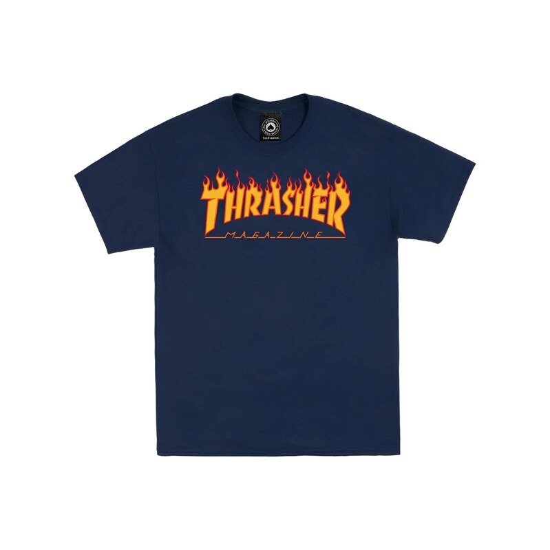 THRASHER Tričko FLAME námořnická modř