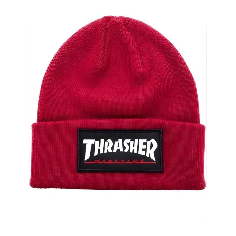 THRASHER Čepice LOGO PATCH BEANIE červená