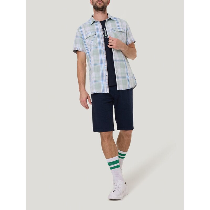 Košile Pioneer Grün/ Hellblau 2074189