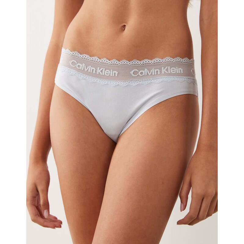 Calvin Klein cotton lace bikini brief in light blue