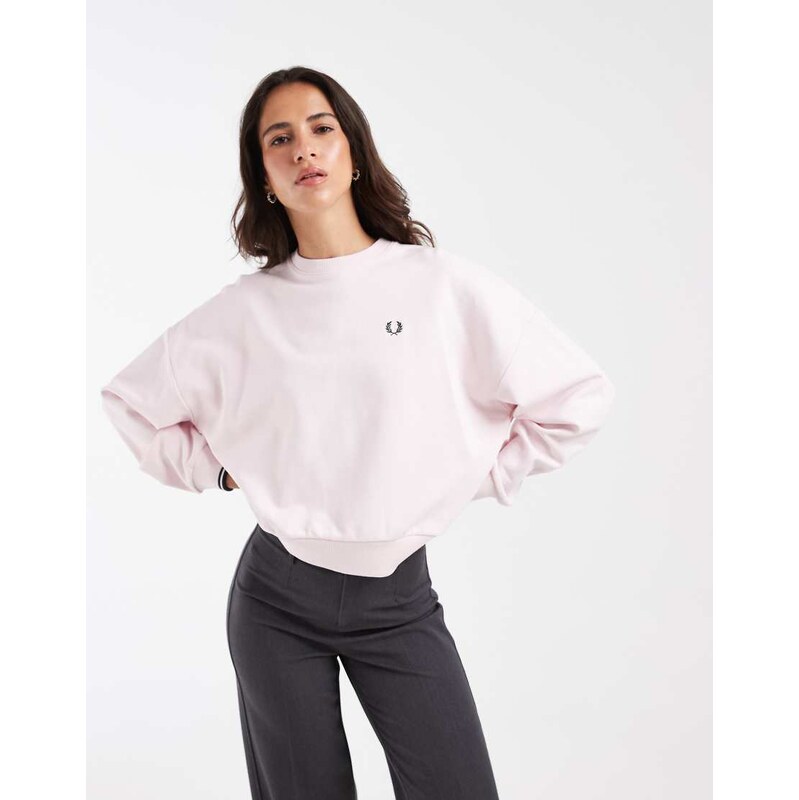 Fred Perry tipped sweatshirt in baby pink