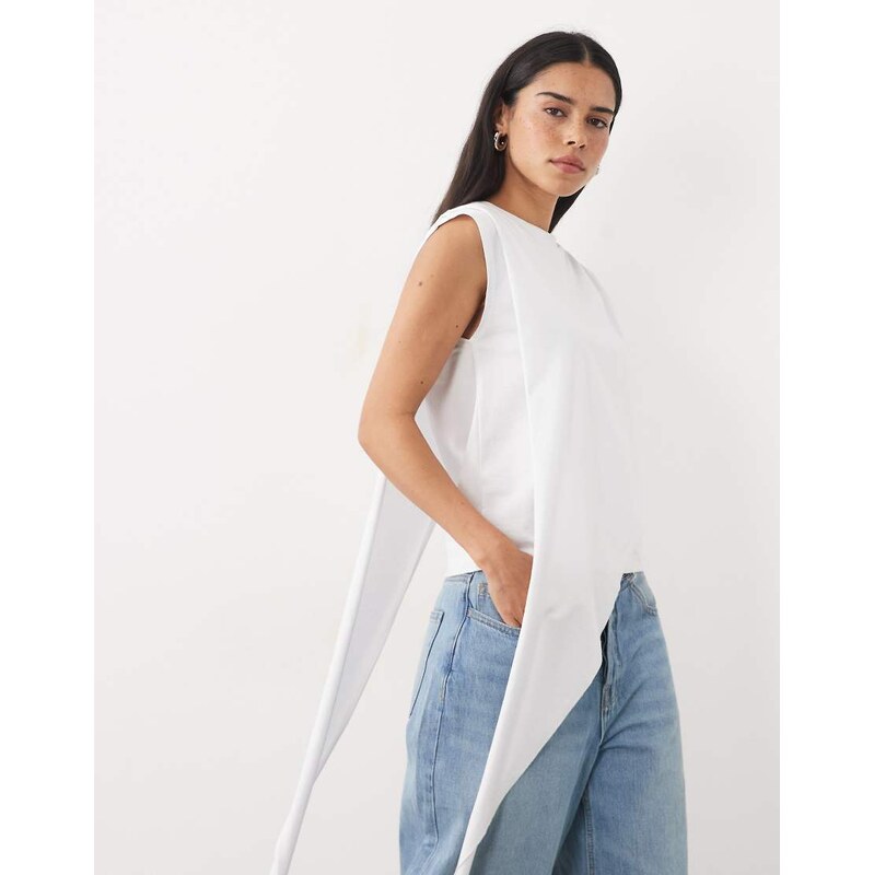 ASOS DESIGN asymmetrical long t-shirt in white