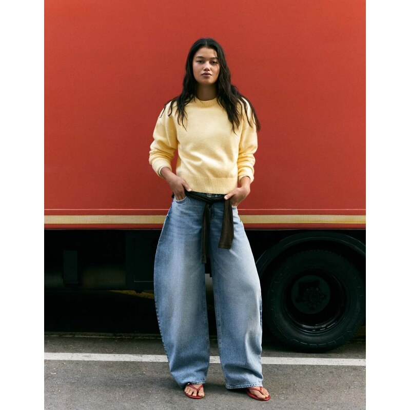 Bershka Round neck jumper in yellow