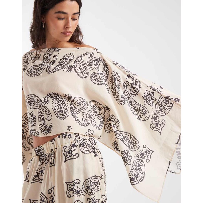 ASOS DESIGN sheer chiffon cape top co-ord in bandana print-Multi