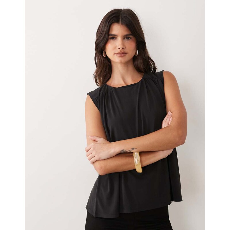 ASOS DESIGN twist and drape tank top in black-Brown