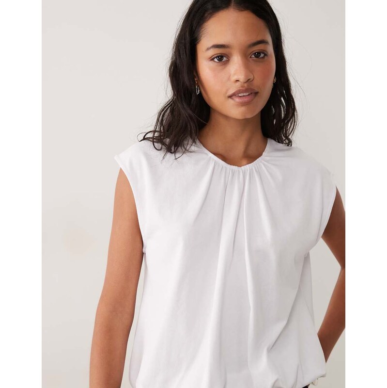ASOS DESIGN twist and drape tank top in white