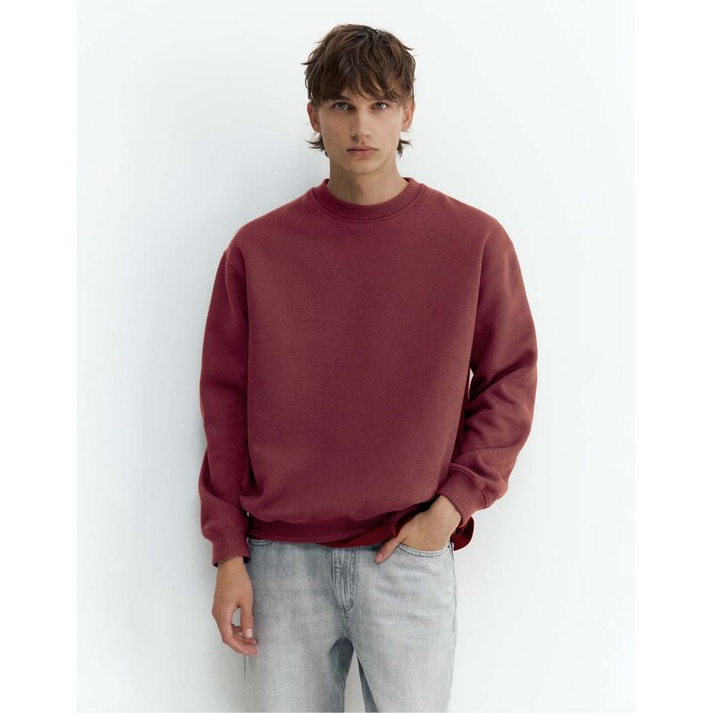 Pull&Bear Relaxed fit sweatshirt in burgundy-Red