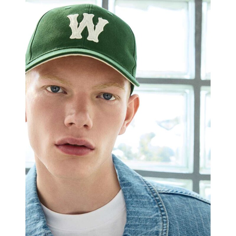 Bershka Patch cap in green