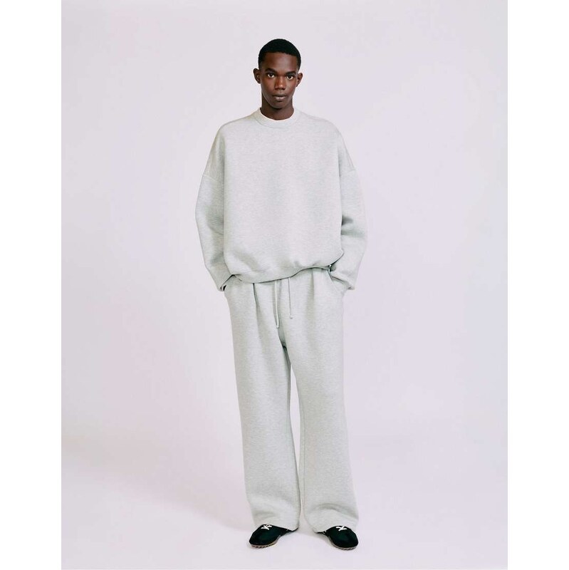 Pull&Bear Interlock jogging pants in grey marl