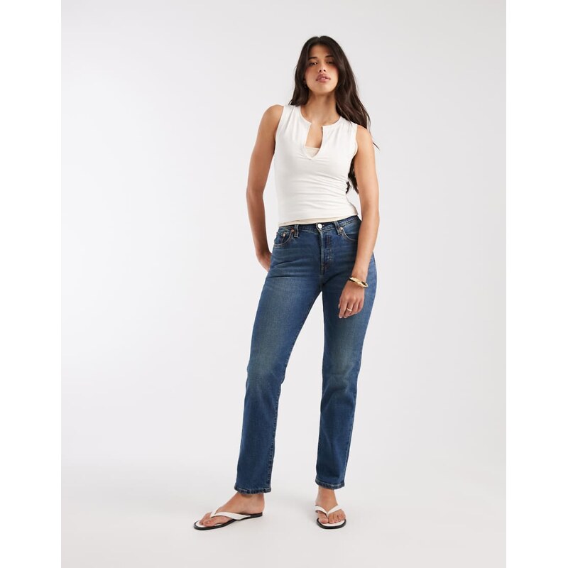 Levis 501 hourglass high rise straight leg jeans in mid wash