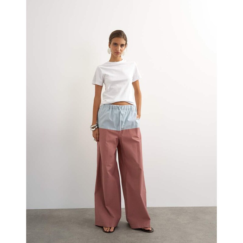 Topshop co ord colour block wide leg trouser in blue and mauve