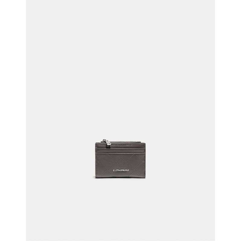 Stradivarius Stitched card holder purse in dark grey