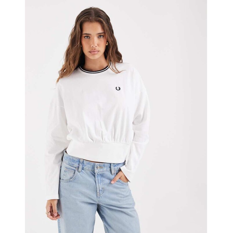 Fred Perry twin tipped long sleeve t-shirt in white