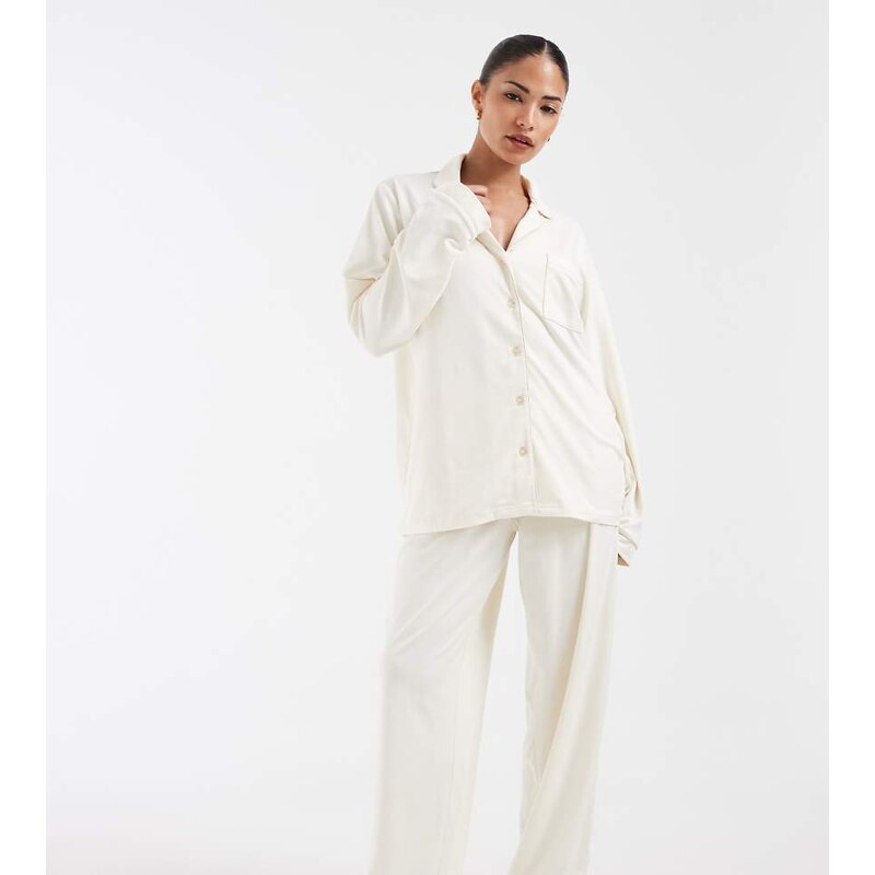 Loungeable Petite super soft jersey revere top and wide leg