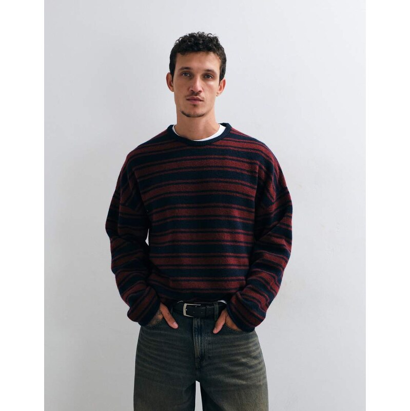 Weekday boxy fit jumper in navy and red stripe