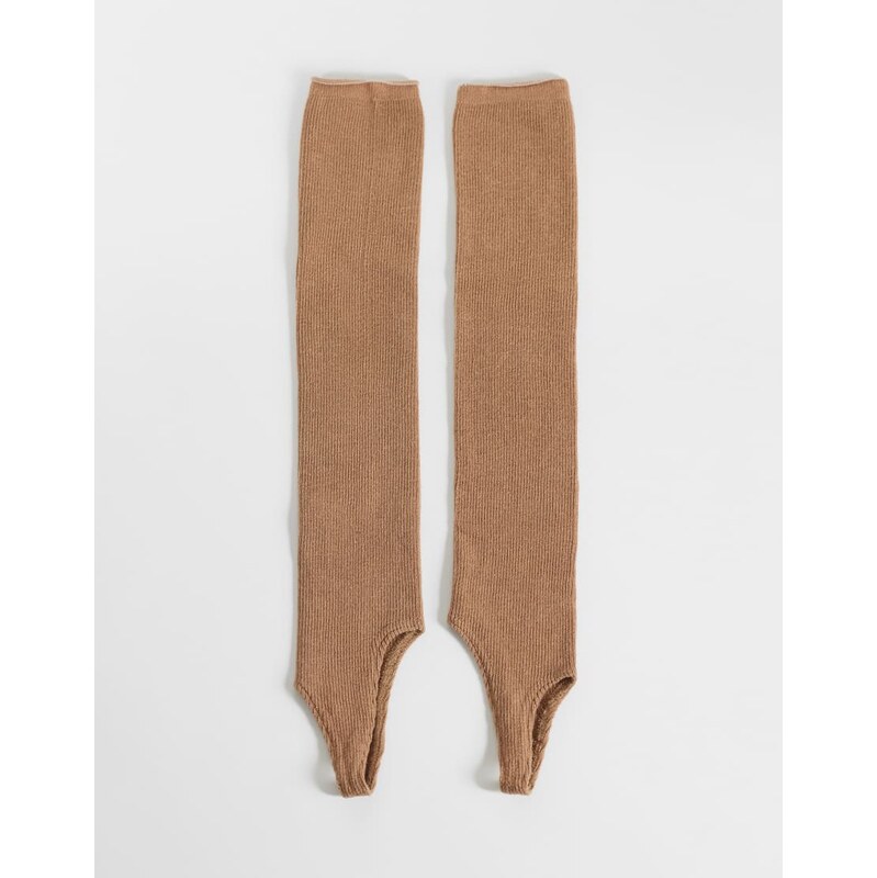 ASOS DESIGN legwarmer stirrup in beige-Neutral