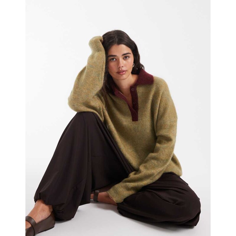 Muse Assembly polo knitted alice jumper in green