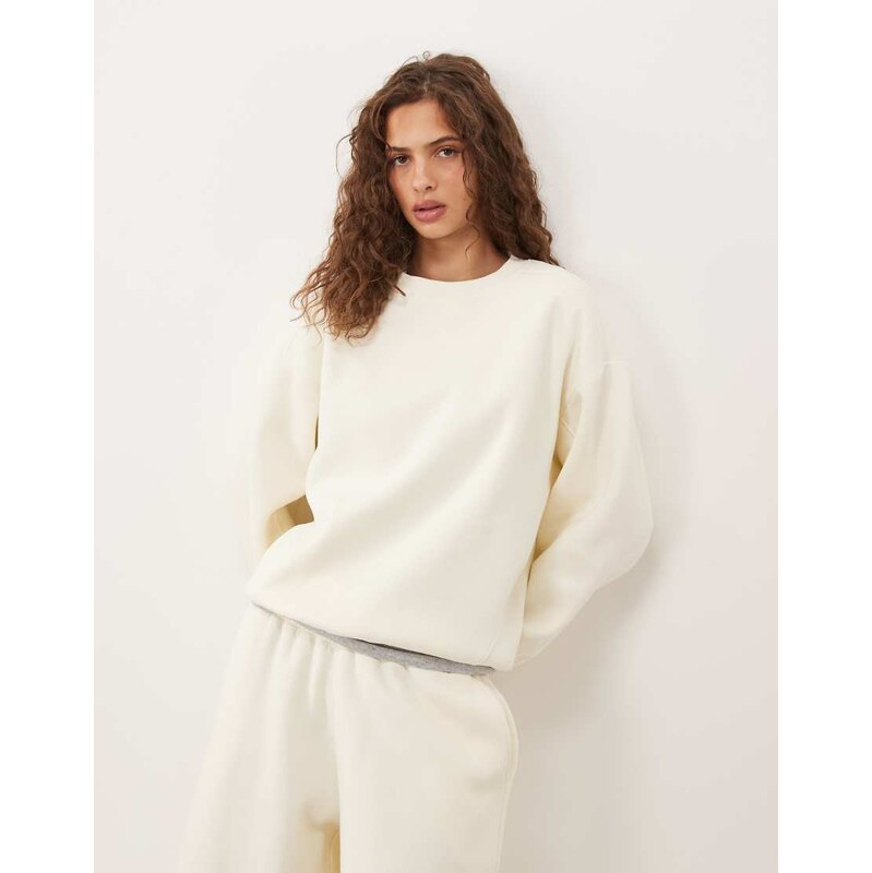 ASOS DESIGN crew neck sweatshirt co-ord in cream-Yellow