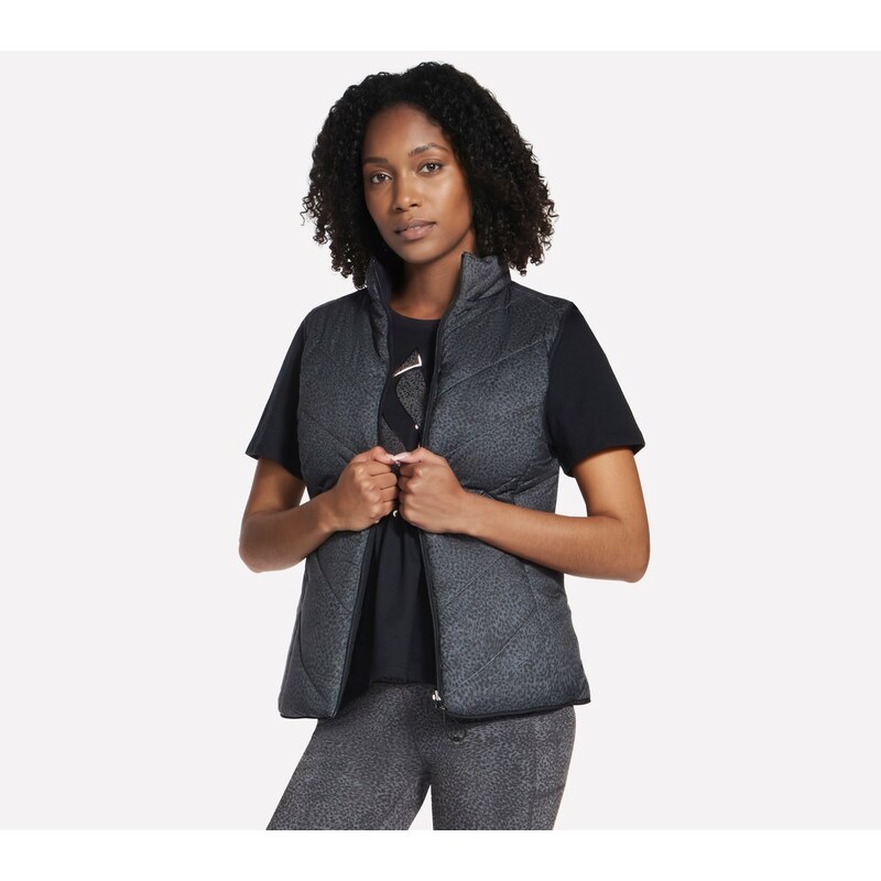 Skechers Ženy Cozy Fit Printed Vest v Bílý/Černá/Stříbrný,