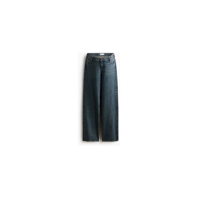 H&M - MAMA Baggy Wide Low Waist Jeans - Tmavý Denim Blue