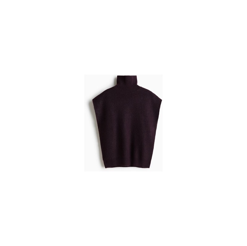 H&M - Loose-fit turtleneck sweater vest - Tmavě Fialová