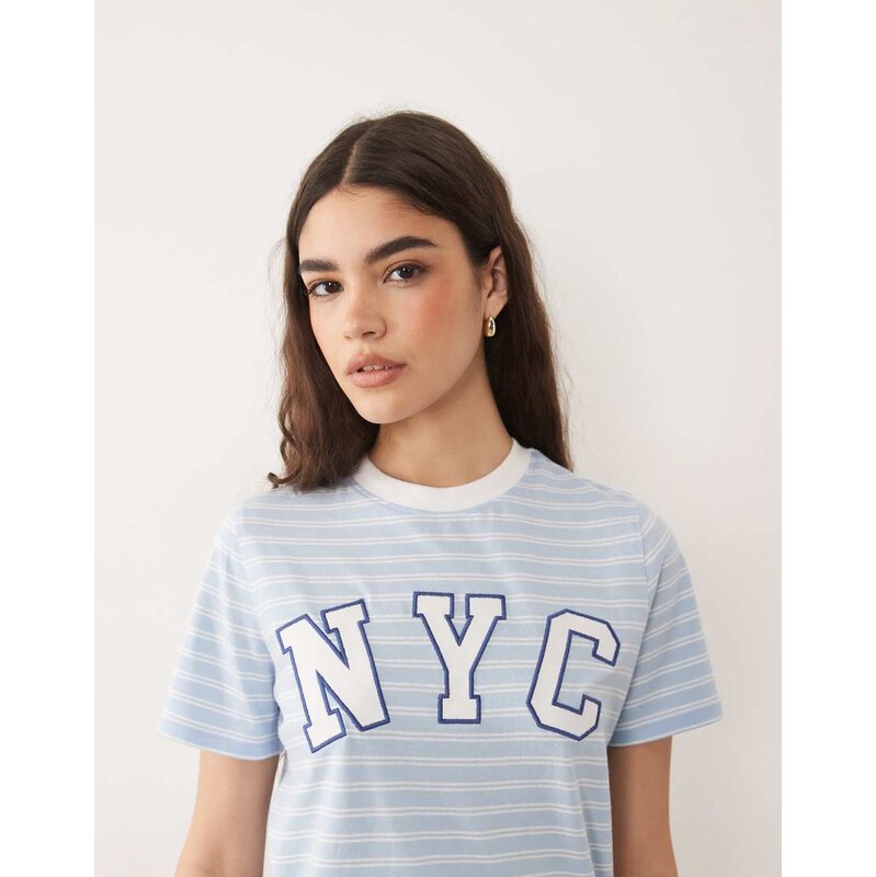 New Look striped NYC tee in blue