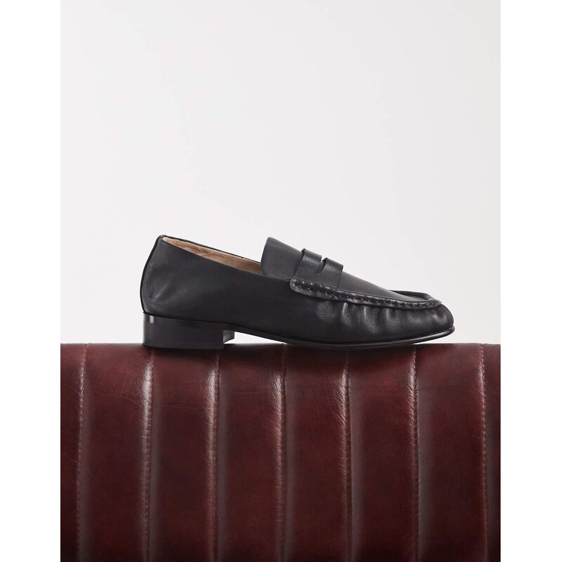 Tony Bianco Gomez square toe loafers in black leather