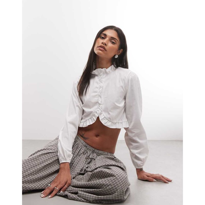 Reclaimed vintage pie crust poplin shirt-White
