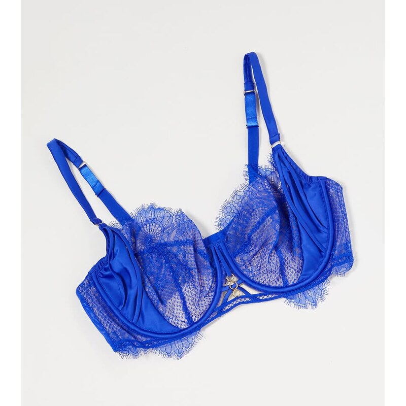 Ann Summers Curve Allurer bra with lace overlay in cobalt-Blue