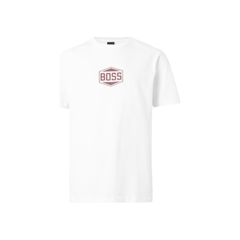 BOSS Tričko rubínově červená / bílá