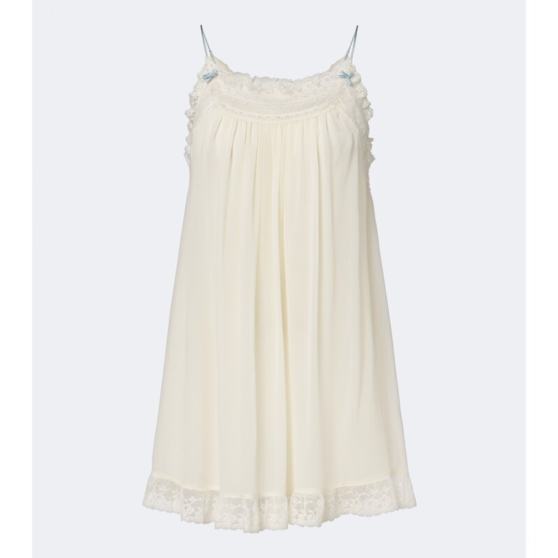 Dôen Penelope lace-trimmed silk georgette minidress