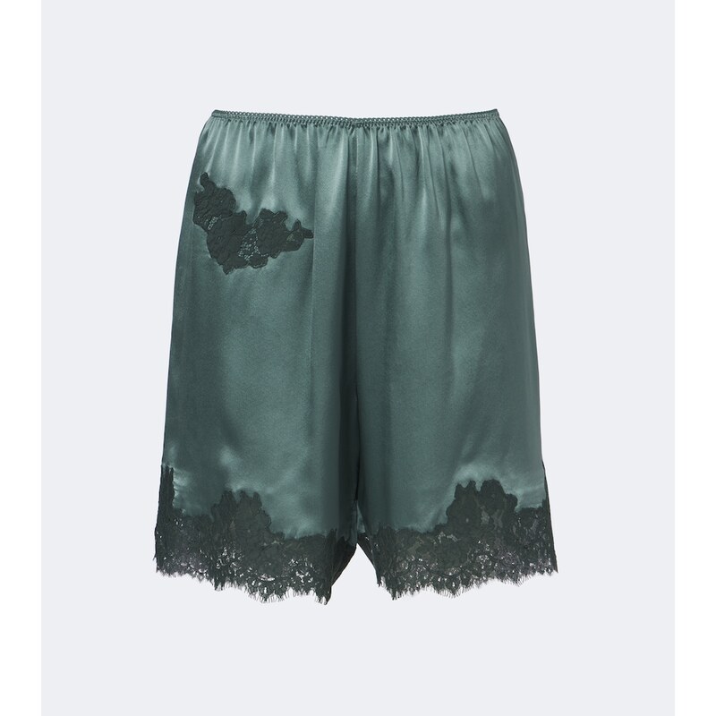 Dôen Irsa lace-trimmed silk satin shorts