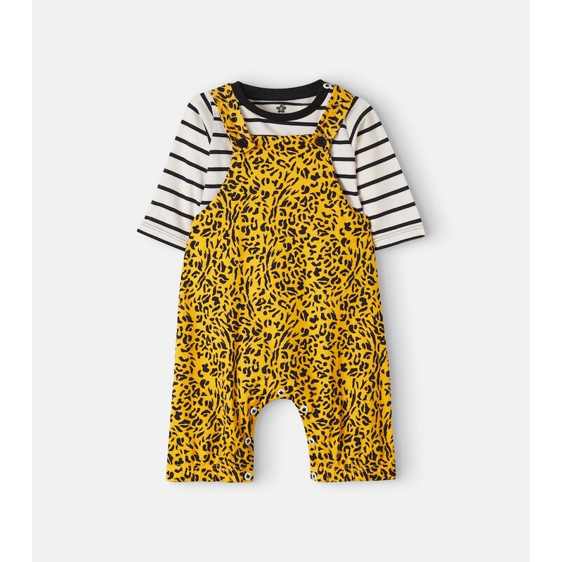 Fábula Baby printed cotton T-shirt and overalls set
