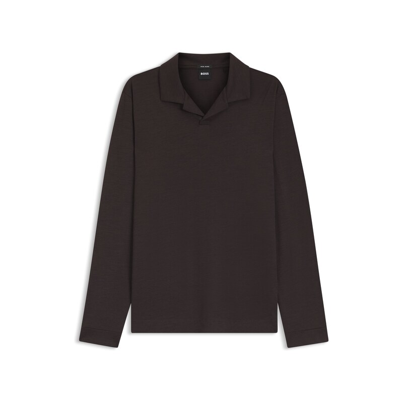 BOSS Wool-blend polo shirt with Johnny collar