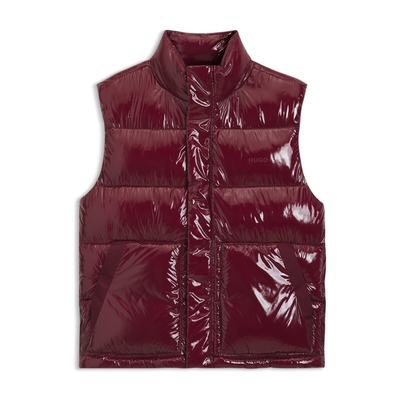 HUGO Glossy puffer gilet with taped pockets