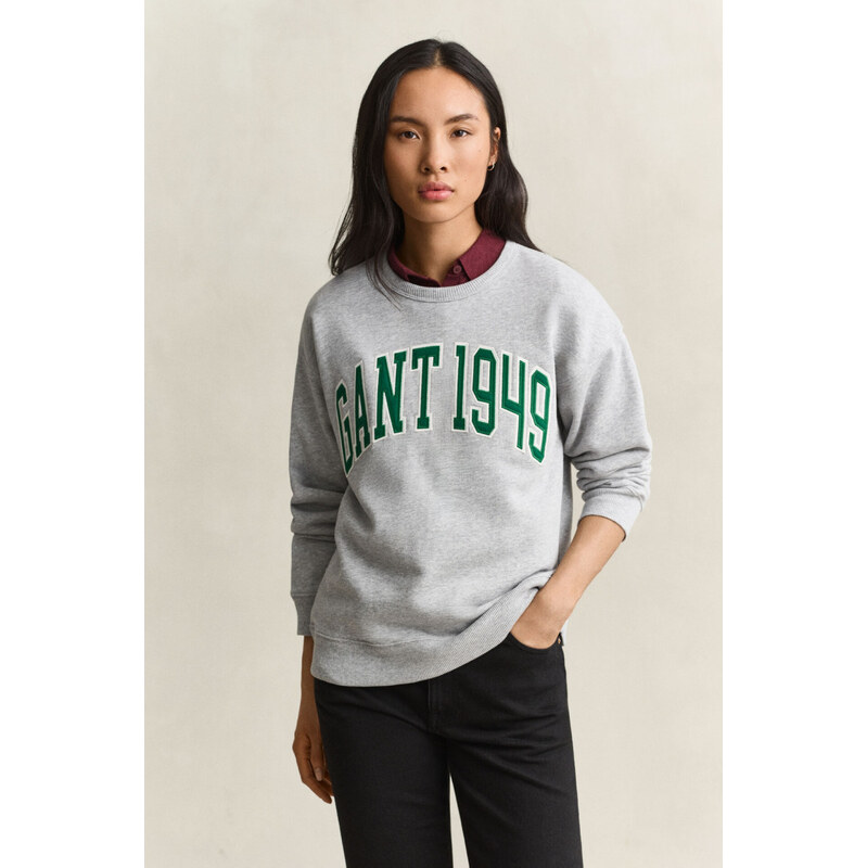 MIKINA GANT GRAPHIC C-NECK SWEAT LIGHT GREY MELANGE