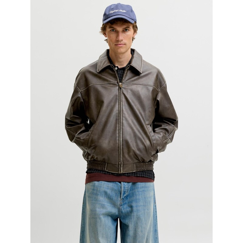 JACK & JONES Přechodná bunda JJMARLON tmavě hnědá