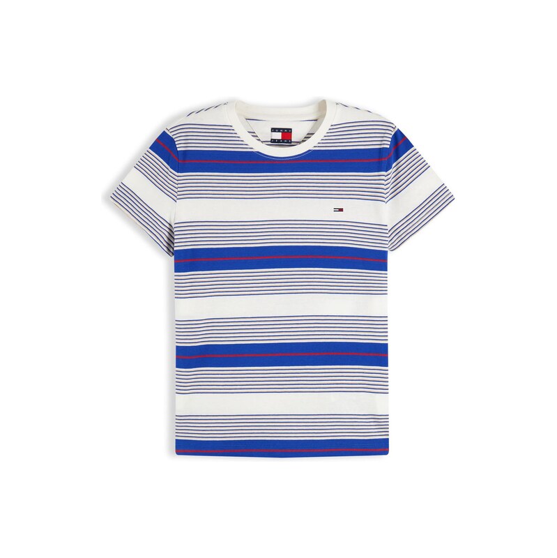 Tommy Jeans Tričko ESS královská modrá / jasně červená / bílá