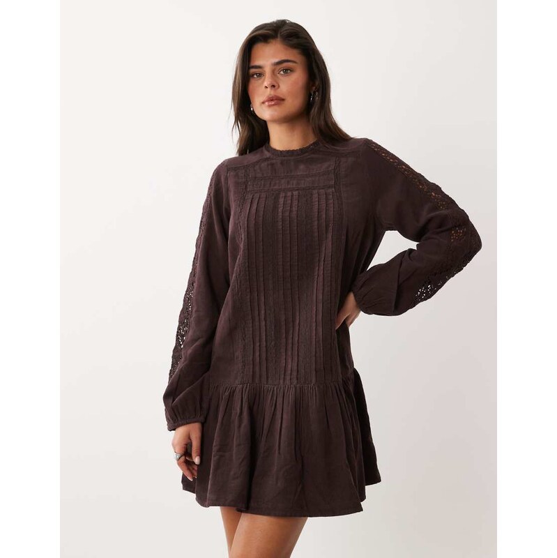 Nobodys Child Denise pointelle high neck panelled peplum hem