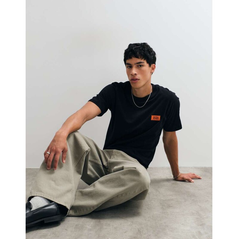 Jack & Jones chest logo t-shirt in black