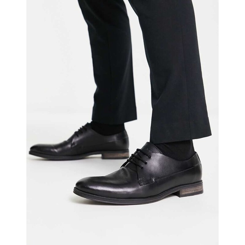 Jack & Jones leather derby shoe in black