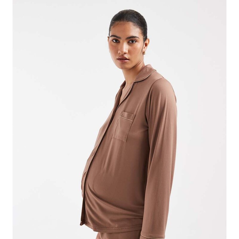 Loungeable Maternity super soft jersey revere top and wide leg