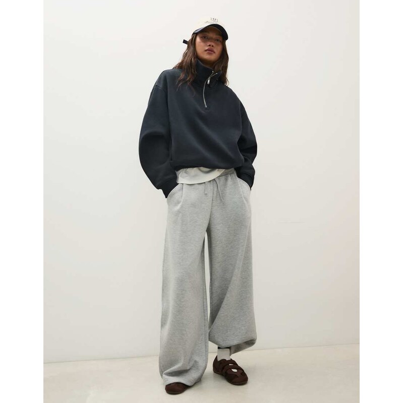 Bershka High neck zip-up sweatshirt in navy