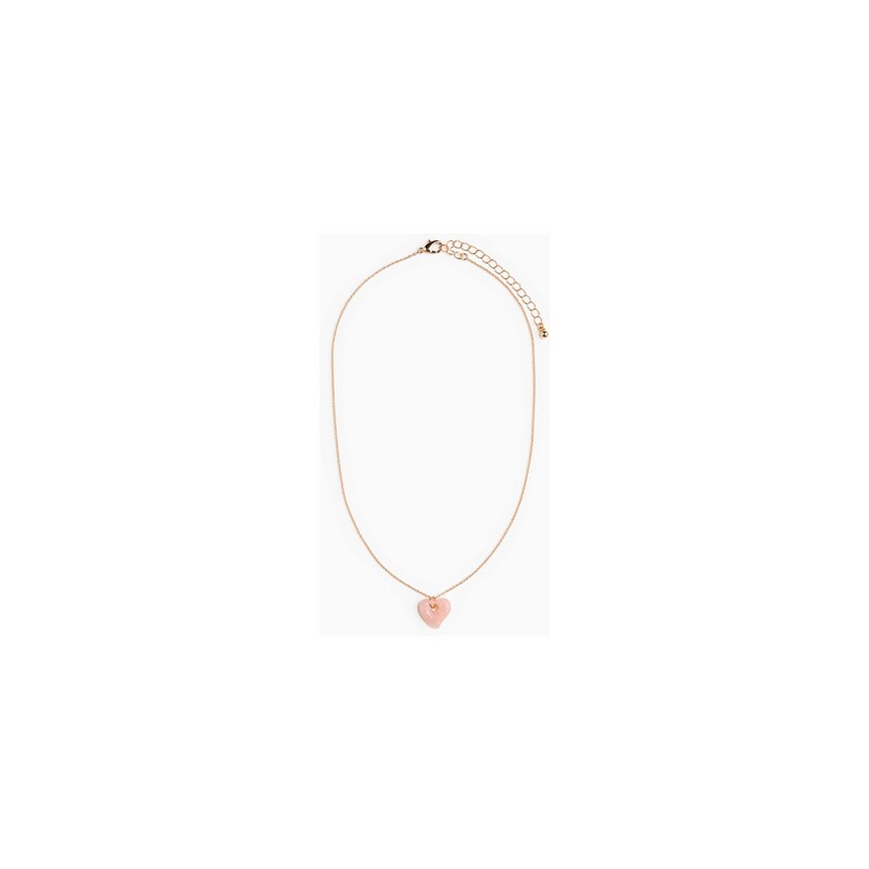 H&M - Náhrdelník se srdíčkovým přívěskem - Světle Růžová/Zlatá
