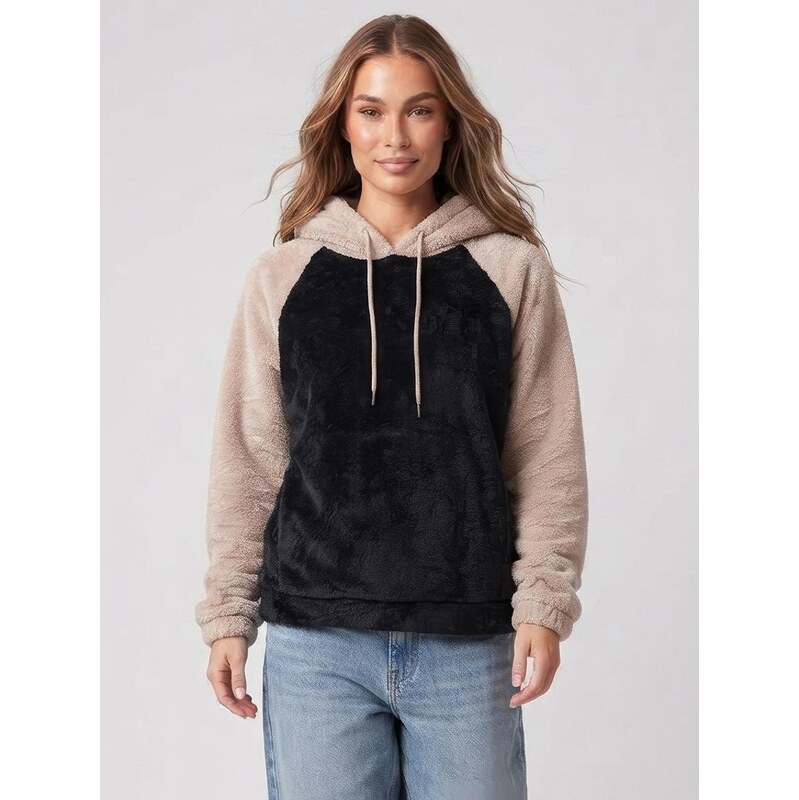 Bluza Z Kapturem Oversize Damska Jasna Beżowa MyStars Sherpa