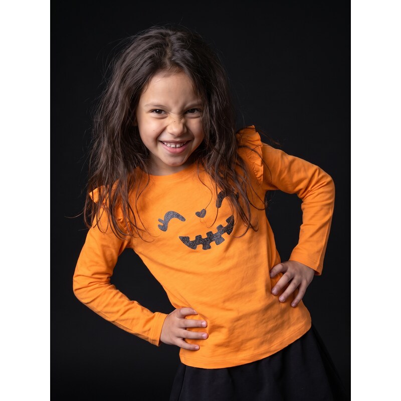 Sinsay - Bavlněné tričko s halloweenským motivem - oranžová
