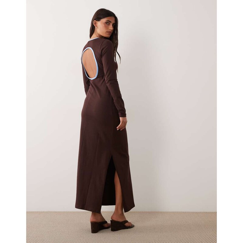 ASOS DESIGN long sleeve ringer detail midi t-shirt dress in